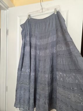 Coldwater Creek Boho Tiered Blue Maxiskirt Sz 1X Preloved